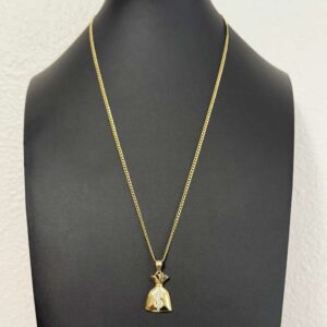 Gold money bag necklace