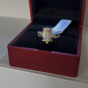 Gold Owl with Diamonds Women Ring