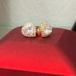 Gold Heart Diamonds Earrings